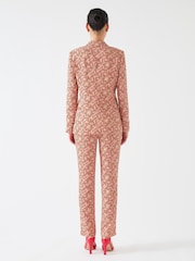 LK Bennett Rebecca Italian Straw Multi Viscose Blossom Print Soft Tailored Jacket - Image 2 of 4