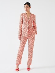 LK Bennett Rebecca Italian Straw Multi Viscose Blossom Print Soft Tailored Jacket - Image 3 of 4