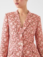 LK Bennett Rebecca Italian Straw Multi Viscose Blossom Print Soft Tailored Jacket - Image 4 of 4