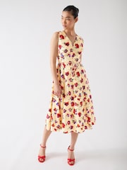 LK Bennett Cream Gaia Birch Multi Cotton Ikat Flower Panelled Cotton Dress - Image 1 of 4