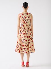 LK Bennett Cream Gaia Birch Multi Cotton Ikat Flower Panelled Cotton Dress - Image 3 of 4