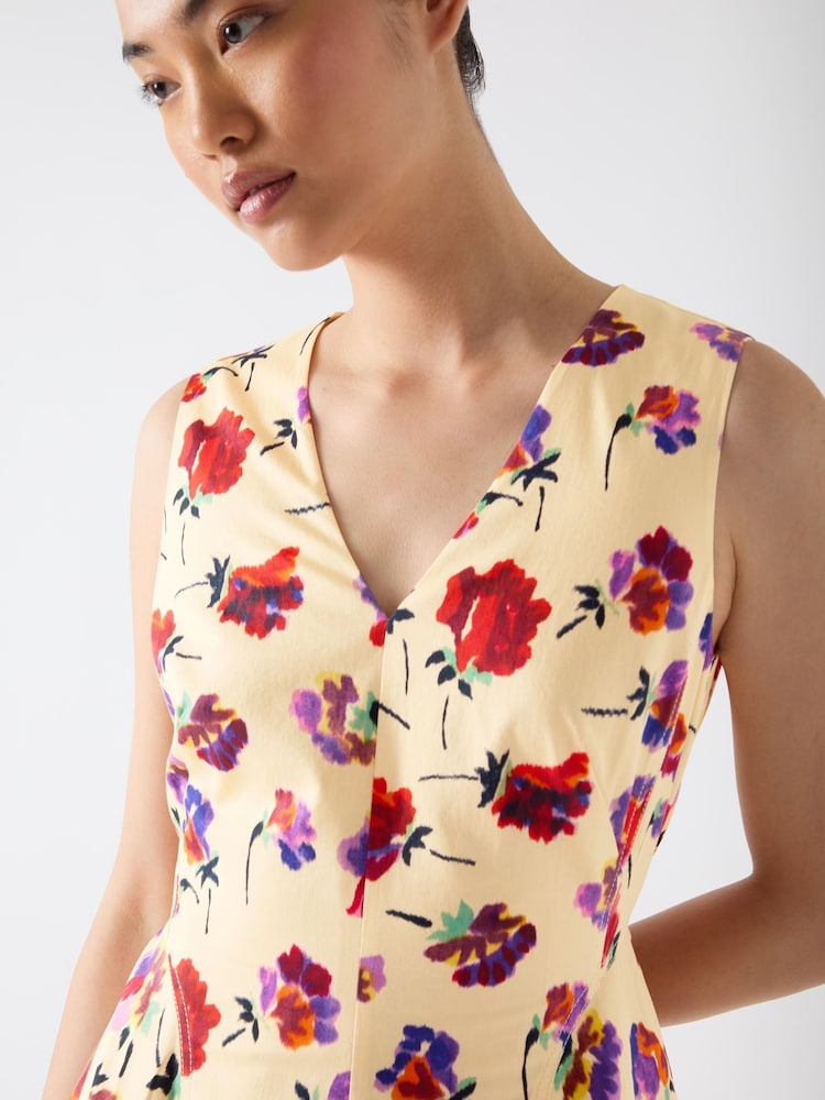 LK Bennett Cream Gaia Birch Multi Cotton Ikat Flower Panelled Cotton Dress - Image 4 of 4