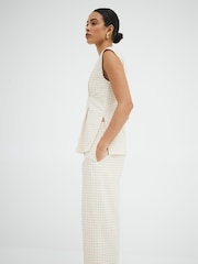 River Island Cream Pattern Wide Leg Pleated Crop Trousers - Image 3 of 6