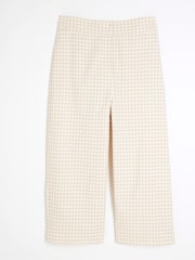 River Island Cream Pattern Wide Leg Pleated Crop Trousers - Image 5 of 6