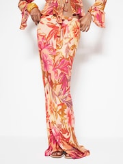River Island Pink Floral Print Bias Beach Maxi Skirt - Image 4 of 6