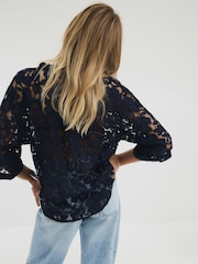 River Island Blue Collar Lace Shirt - Image 3 of 4