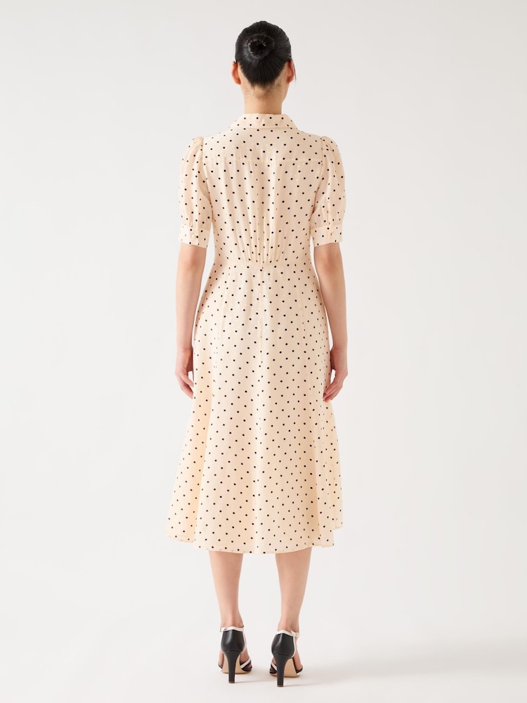 LK Bennett Sophie Birch Viscose Blend 30'S Polka Dot Print Collared Dress - Bild 2 von 4 LK Bennett Sophie Birch Viscose Blend 30'S Polka Dot Print Collared Dress - Bild 2 von 4