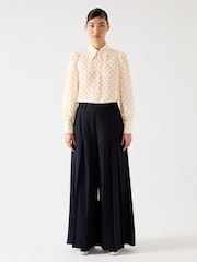 LK Bennett Cream Sonya Silk Blend Polkadot Jacquard Blouse - Image 2 of 4