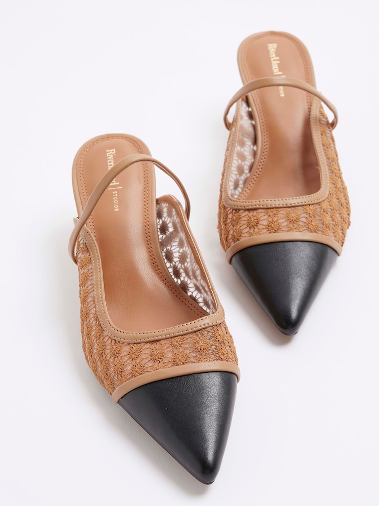 River Island Brown Toe Cap Court Shoes - Image 3 of 6