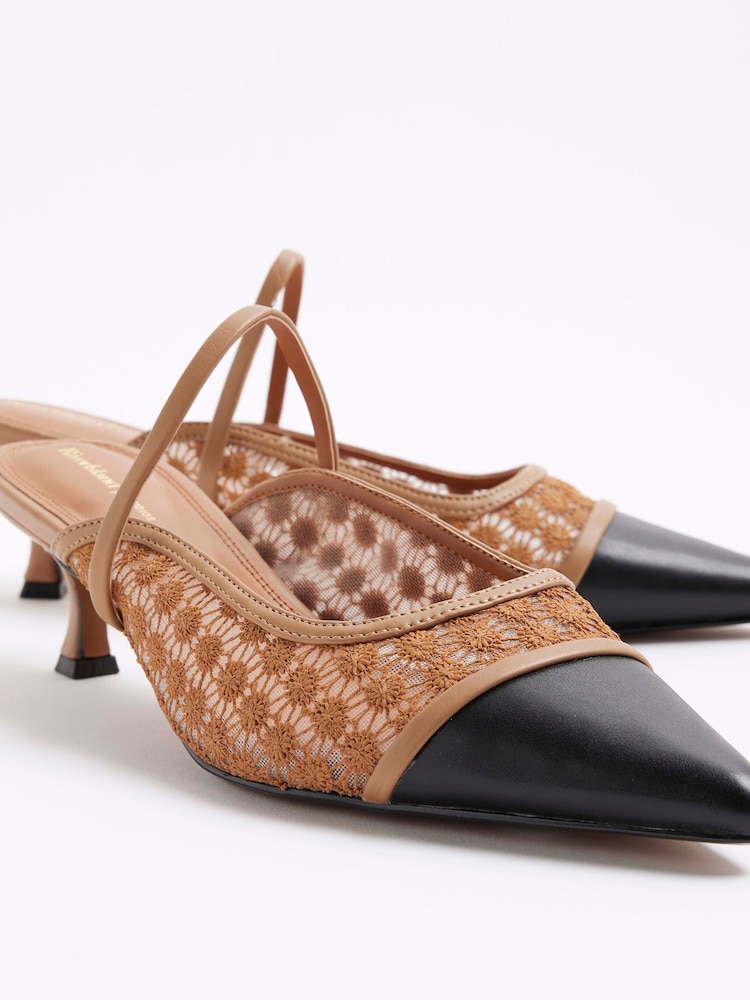 River Island Brown Toe Cap Court Shoes - Image 5 of 6