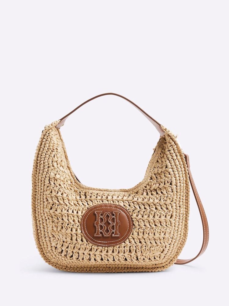 River Island Scoop Raffia Shoulder Bag - Image 1 of 5