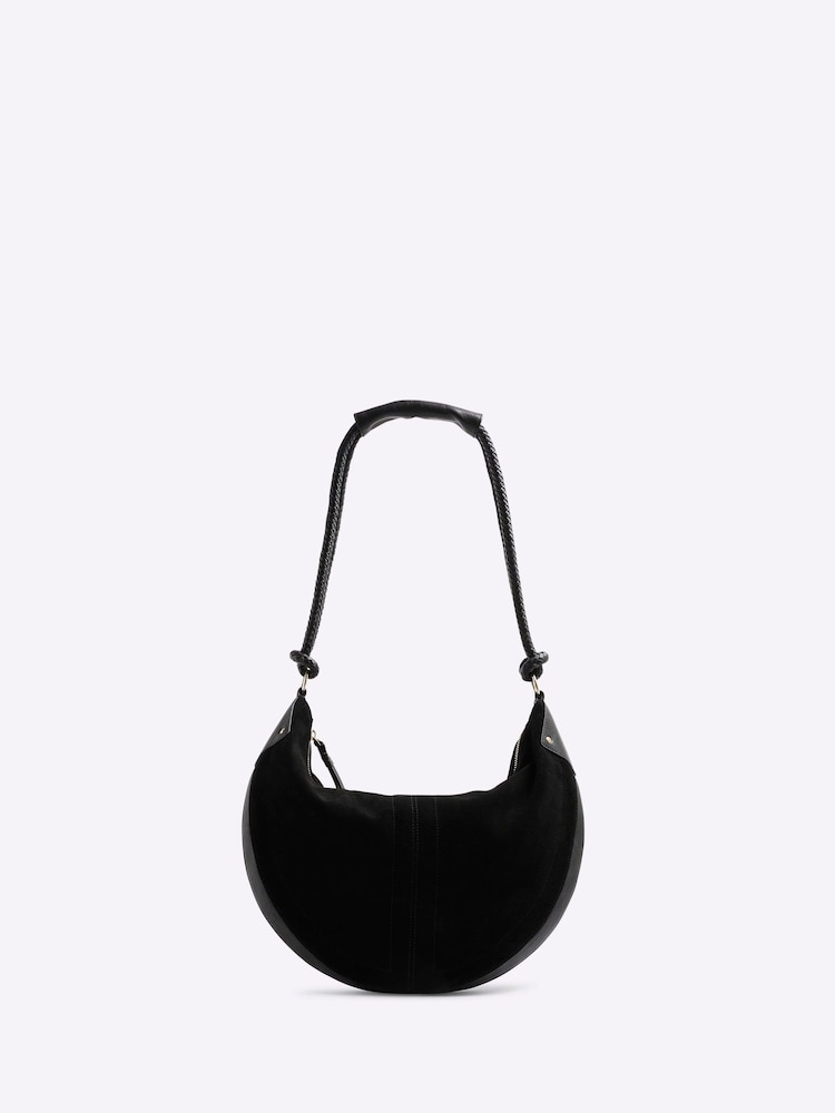 River Island Black Suede Knot Slouch Shoulder Bag - Image 1 of 6