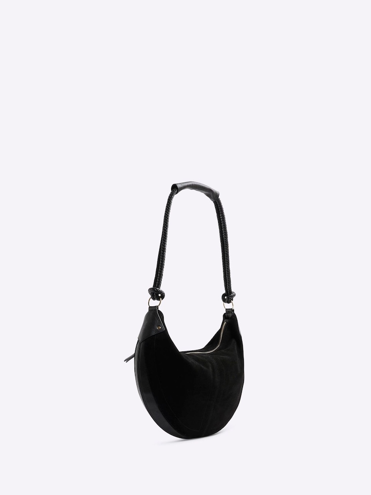 River Island Black Suede Knot Slouch Shoulder Bag - Image 2 of 6