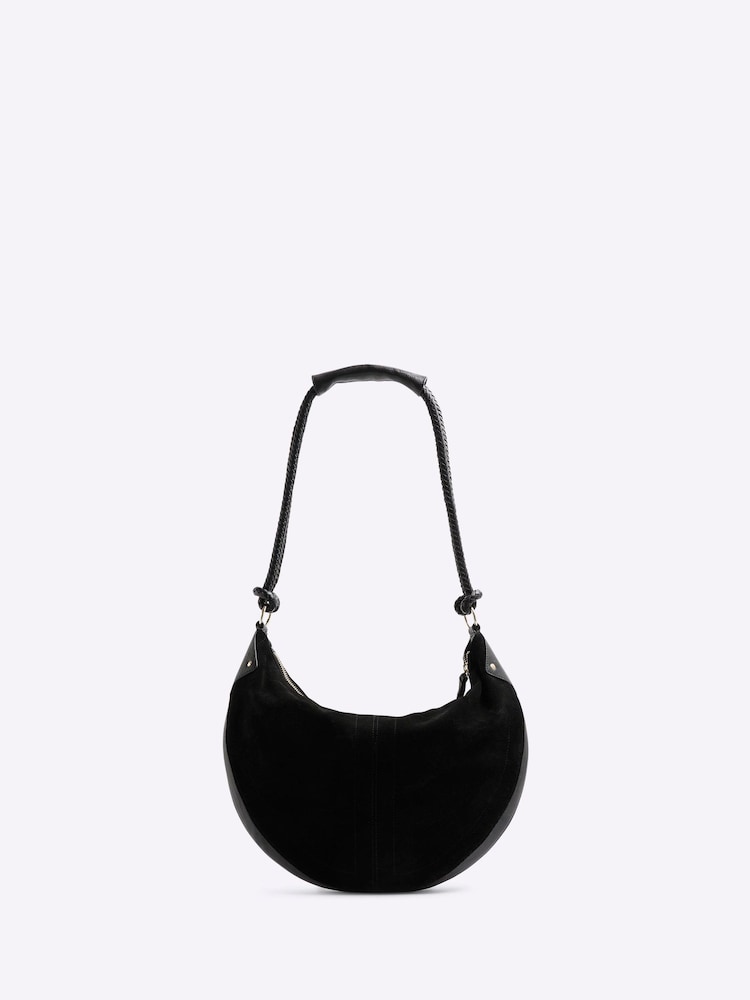 River Island Black Suede Knot Slouch Shoulder Bag - Image 3 of 6