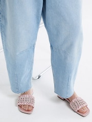 River Island Pink Embellished Ruched Sandals - Image 1 of 5