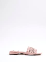 River Island Pink Embellished Ruched Sandals - Image 2 of 5
