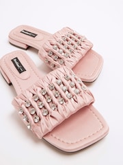River Island Pink Embellished Ruched Sandals - Image 5 of 5
