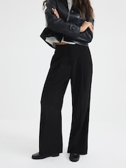 River Island Black Petite Petite Wide Leg Trousers - Image 1 of 6