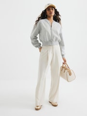 River Island Cream Petite Petite Wide Leg Trousers - Image 1 of 6