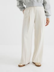 River Island Cream Petite Petite Wide Leg Trousers - Image 2 of 6