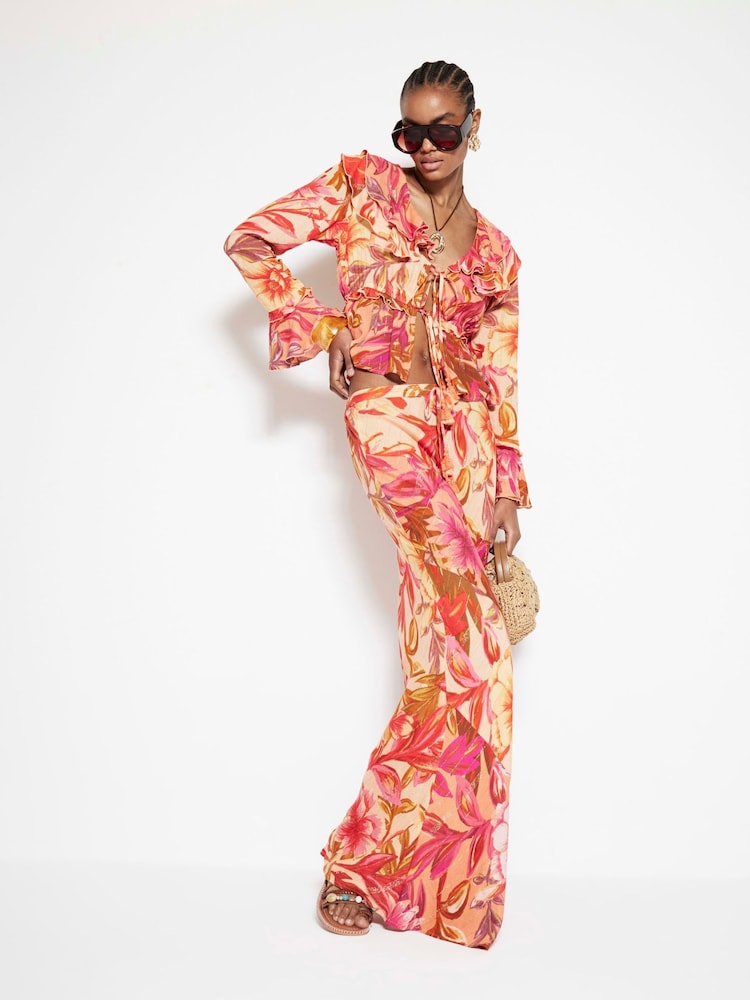 River Island Floral Frill Tie Beach Top - Image 1 of 6