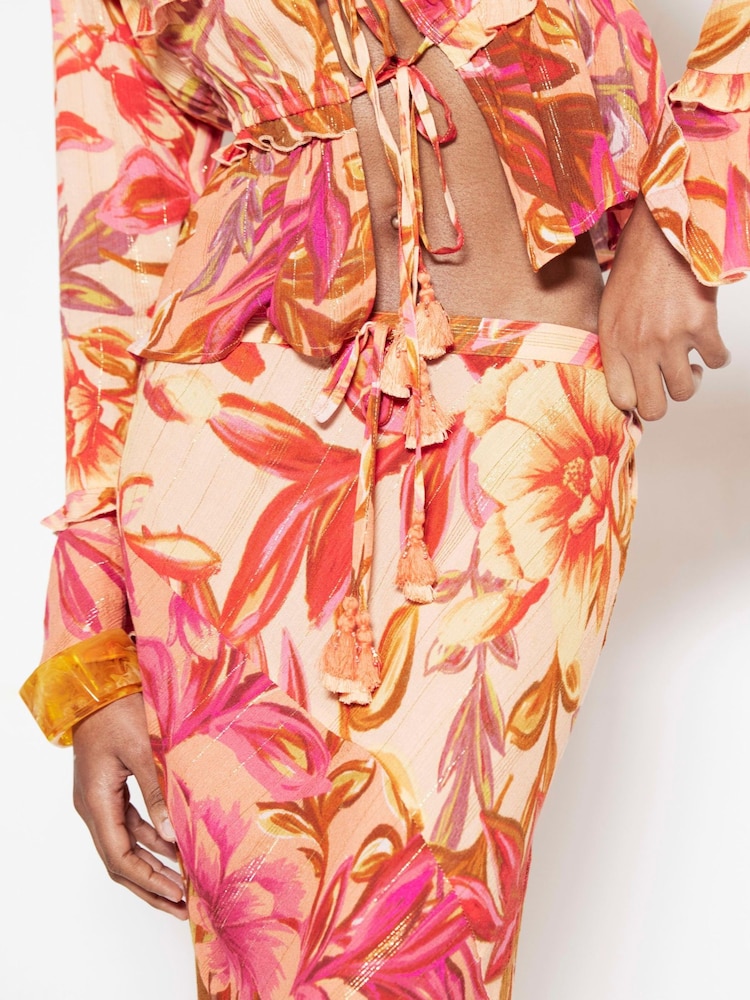 River Island Floral Frill Tie Beach Top - Image 4 of 6