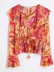River Island Floral Frill Tie Beach Top - Image 5 of 6