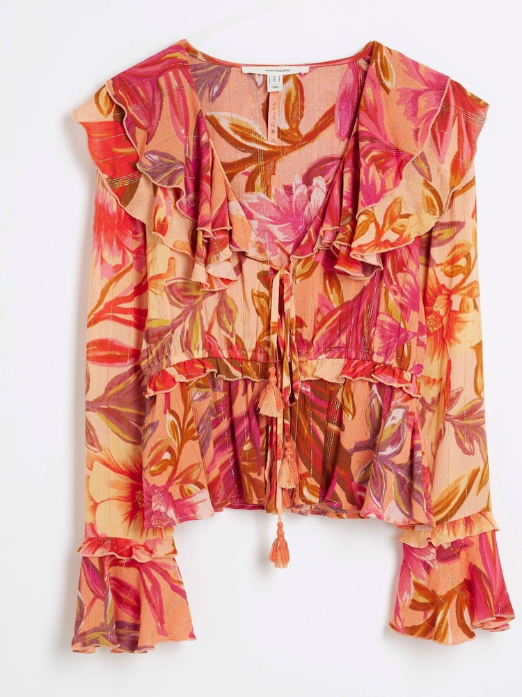 River Island Floral Frill Tie Beach Top - Image 5 of 6
