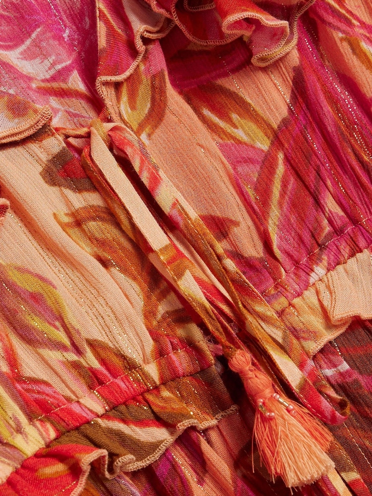 River Island Floral Frill Tie Beach Top - Image 6 of 6