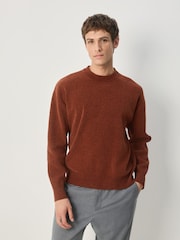 Burnt Orange Relaxed Fit Chenille Crew Neck Jumper - Image 3 of 9