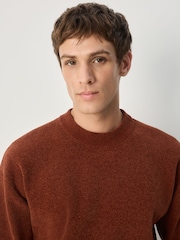Burnt Orange Relaxed Fit Chenille Crew Neck Jumper - Image 5 of 9