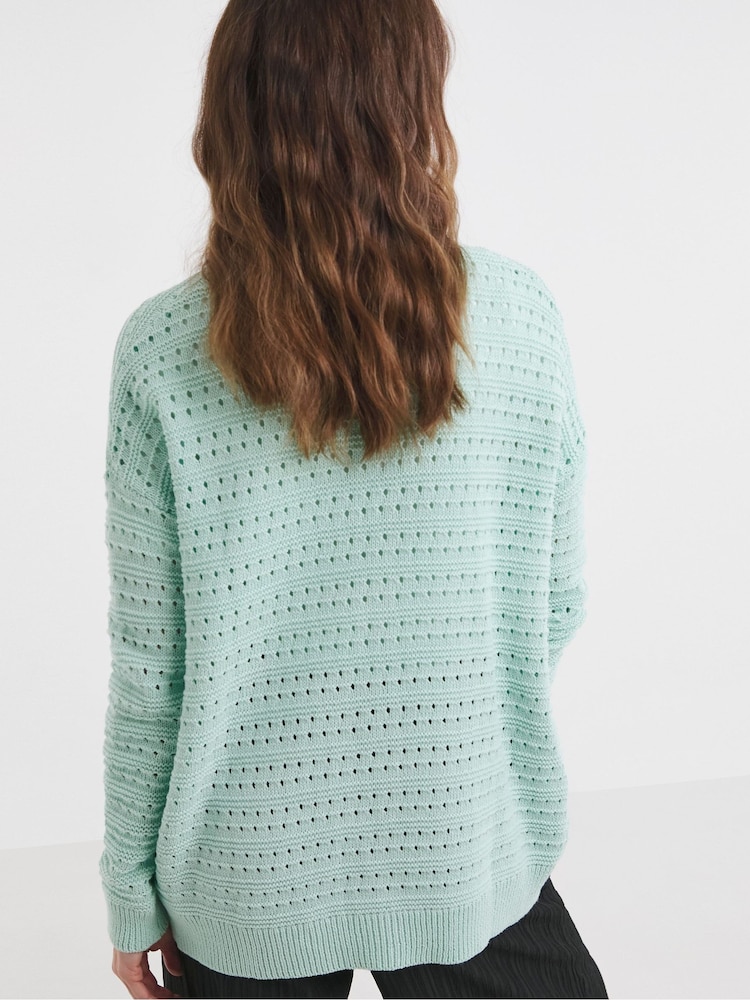 JD Williams Mint Green Edge To Edge Crochet Cardigan - Image 2 of 4