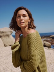 JD Williams Green Crochet Longline Tunic - Image 1 of 6