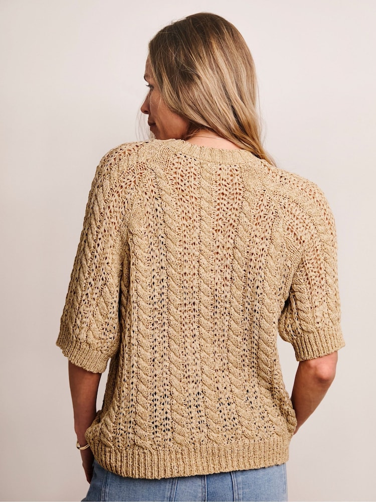 Anthology By JD Williams Natural Premium Cable Knit Half Sleeve Jumper - Image 2 of 5