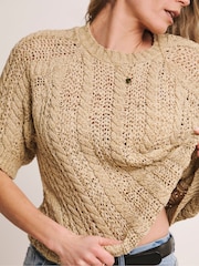 Anthology By JD Williams Natural Premium Cable Knit Half Sleeve Jumper - Image 3 of 5