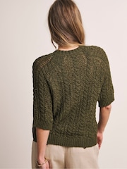 Anthology By JD Williams Green Premium Cable Knit Half Sleeve Jumper - Image 2 of 6