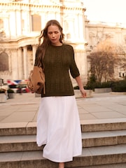 Anthology By JD Williams Green Premium Cable Knit Half Sleeve Jumper - Image 3 of 6