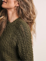 Anthology By JD Williams Green Premium Cable Knit Half Sleeve Jumper - Image 4 of 6