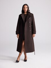 Chocolate Brown Formal Funnel Neck Coat - Image 1 of 11