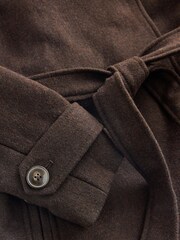 Chocolate Brown Formal Funnel Neck Coat - Image 11 of 11