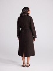 Chocolate Brown Formal Funnel Neck Coat - Image 5 of 11