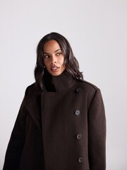 Chocolate Brown Formal Funnel Neck Coat - Image 6 of 11