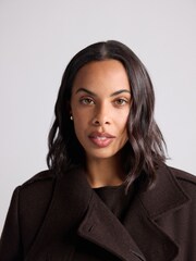 Chocolate Brown Formal Funnel Neck Coat - Image 7 of 11