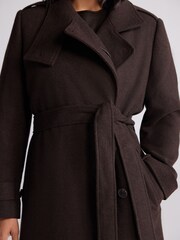 Chocolate Brown Formal Funnel Neck Coat - Image 8 of 11