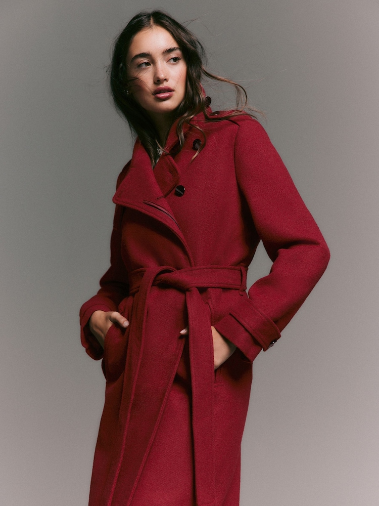 Rot - Formal Funnel Neck Coat - Bild 1 von 10 Rot - Formal Funnel Neck Coat - Bild 1 von 10