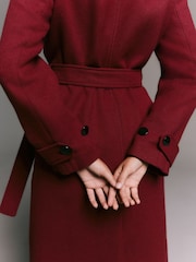 Red Formal Funnel Neck Coat - Image 6 of 10