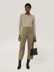 Jigsaw Green Stripe Long Sleeve 100% Cotton T-Shirt - Image 3 of 5