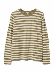 Jigsaw Green Stripe Long Sleeve 100% Cotton T-Shirt - Image 5 of 5
