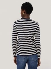 Jigsaw Blue Stripe Long Sleeve 100% Cotton T-Shirt - Image 2 of 6