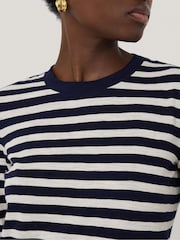 Jigsaw Blue Stripe Long Sleeve 100% Cotton T-Shirt - Image 3 of 6